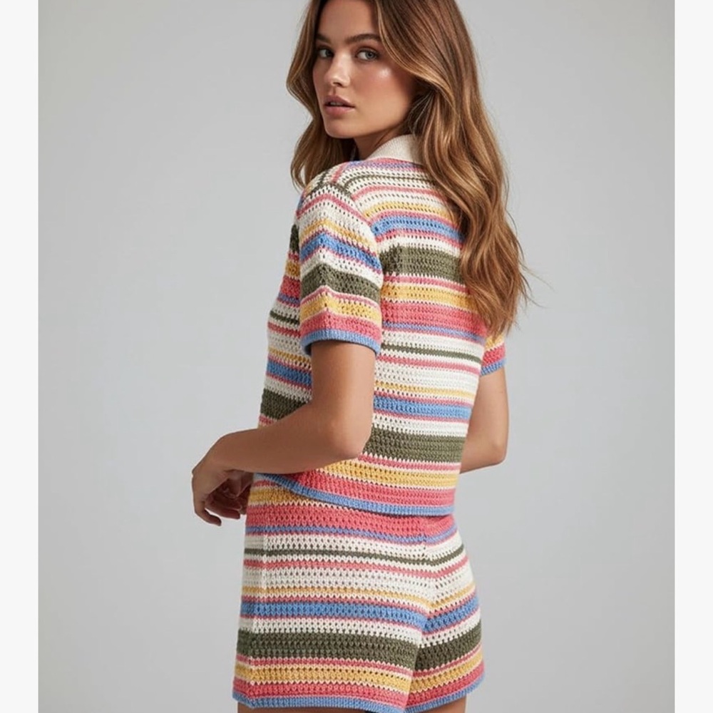 Striped Crochet Two-Piece Set - Multicolor - Picture 4 of 8